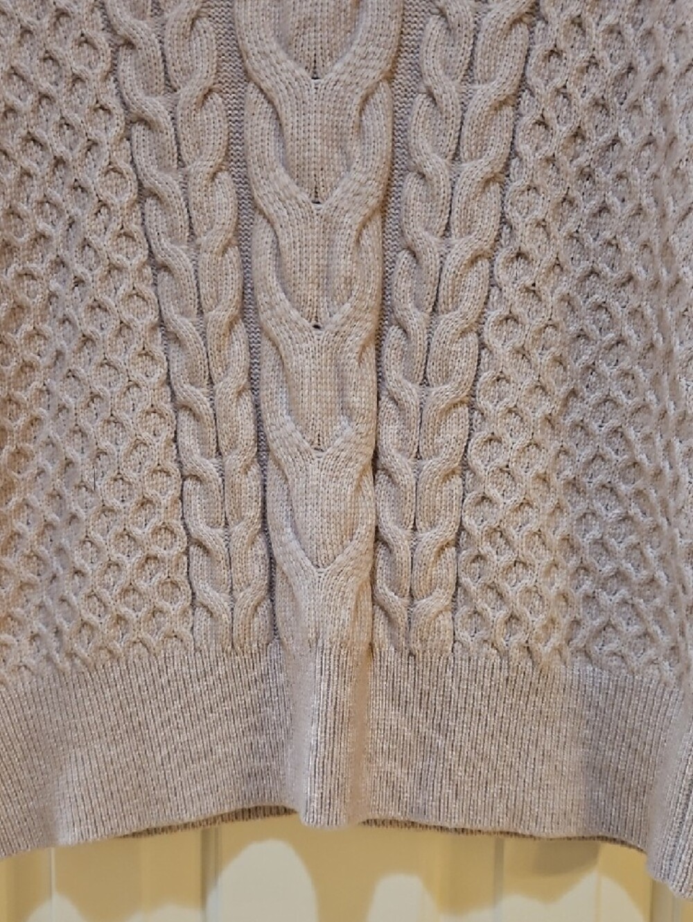 Express Blush Cable Knit Puff Sleeve Crewneck Sweater - Picture 2 of 8